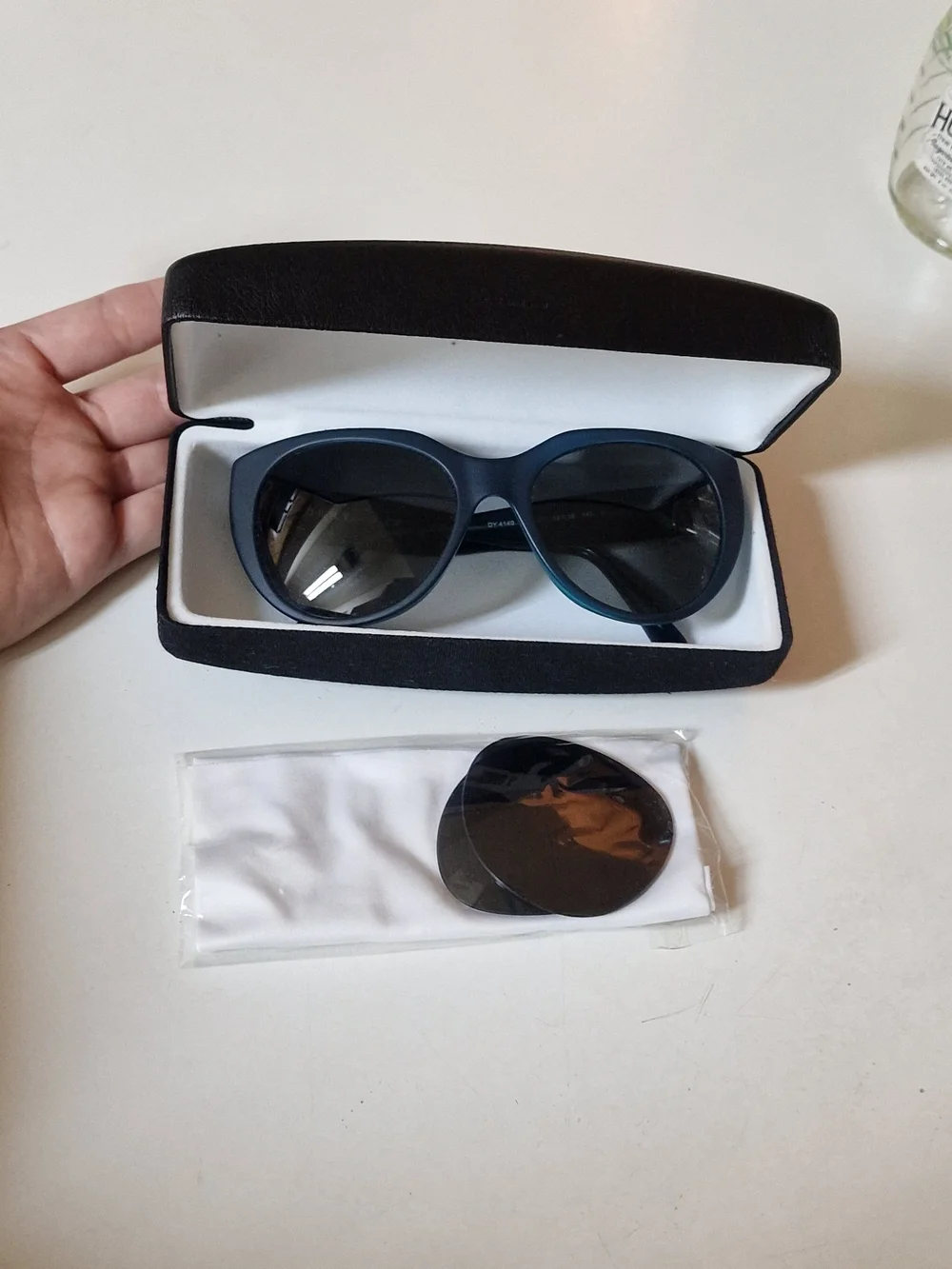 DKNY Teal Sunglasses with Gold Logo Accents